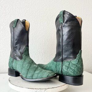 NEW Rod Patrick Mens Cowboy Boots 13.5AAA Green Alligator Western French Toe